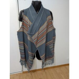 Natural Reflections Aztec Fringe Vest 1X Boho Southwestern Open Front Bass Pro
